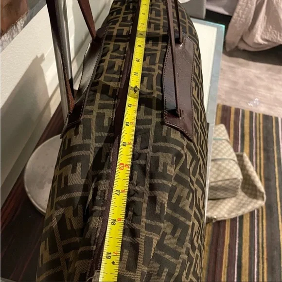 FENDI Large Zucca Canvas Duffle Weekender Tote Bag Black Brown - Picture 11 of 16